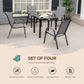 Outsunny Set of 4 Outdoor Dining Chairs, Heavy Duty Stackable Patio Dining Set with Armrests for Balcony Garden, Dark Grey | The Comfy Couch Canada