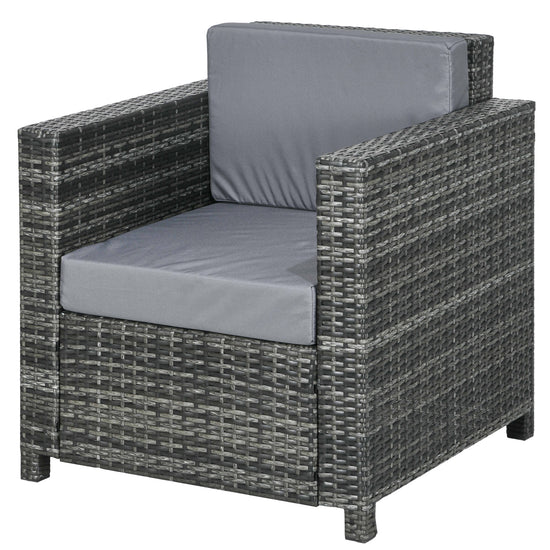 Outsunny Outdoor Rattan Sofa, Patio Wicker Armchair with Cushions for Garden, Balcony, Porch, Grey | The Comfy Couch Canada