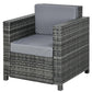 Outsunny Outdoor Rattan Sofa, Patio Wicker Armchair with Cushions for Garden, Balcony, Porch, Grey | The Comfy Couch Canada