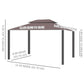 Outsunny Aluminum Frame Gazebo Canopy 10x13ft Double Tier Garden Shelter with Netting Curtains Coffee | The Comfy Couch Canada