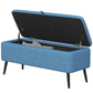 HOMCOM 40" Ottoman with Storage, Linen Upholstered Storage Ottoman Bench with Steel Legs for Living Room, Bedroom Dark Blue | The Comfy Couch Canada