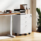HOMCOM 3-Drawer Small Filing Cabinet with Lock, Vertical Office Storage Cabinet with Wheels for Home Office, White | The Comfy Couch Canada