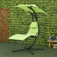 Outsunny Floating Chaise Lounge Chair with Canopy Umbrella Arc Stand Outdoor Patio Furniture Grey | The Comfy Couch Canada