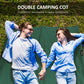Outsunny 76 Two Person Folding Camping Cot Outdoor Portable Double Cot Wide Military Sleeping Bed w/ Carrying Bag Green | The Comfy Couch Canada