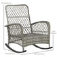 Outsunny PE Rattan Rocking Chair Outdoor Patio Wicker Recliner with Soft Cushion for Garden Backyard Porch Khaki | The Comfy Couch Canada