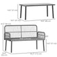 Outsunny 2 Pieces Wicker Patio Furniture Set, Small Patio Seat with Outdoor Loveseat, Glass Top Table and Cushions, Light Grey | The Comfy Couch Canada