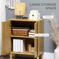 HOMCOM Natural Wood Storage Cabinet: Shelf Cupboard with Wood Legs for Living Room, Bathroom & Versatile Organization.