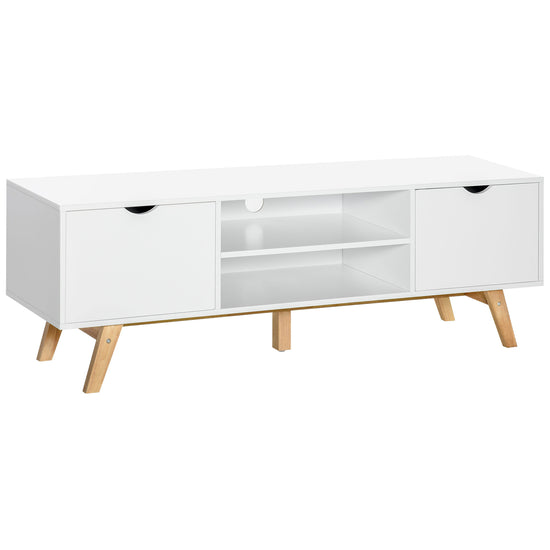HOMCOM Modern Wooden TV Stand with 2 Storage Cabinet Stand for TV&