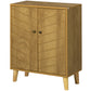 HOMCOM Natural Wood Storage Cabinet: Shelf Cupboard with Wood Legs for Living Room, Bathroom & Versatile Organization.