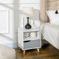 HOMCOM Modern Bedside Table Nightstand Shelf Drawer Wood Legs Bedroom Furniture White Grey | The Comfy Couch Canada