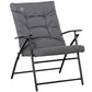 Outsunny Foldable Lounge Chair, Fabric Upholstered Recliner, Outdoor Lounger with Armrest, Metal Frame Camping Beach Chair, Grey | The Comfy Couch Canada