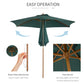 Outsunny Wood Patio Umbrella: 8FT Round Market Garden Parasol with Bamboo Ribs & Top Vent, Dark Green | The Comfy Couch Canada