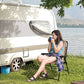 Outsunny Outdoor Folding Chair, Bungee Sling Foldable Chair with Armrests, Folding Lawn Chair for Camping, Garden, Pool, Beach, Backyard, Beige | The Comfy Couch Canada