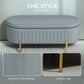 HOMCOM Upholstered Bedroom Bench, Channel Tufted Ottoman Bench with Thick Padding and Metal Legs, Grey | The Comfy Couch Canada