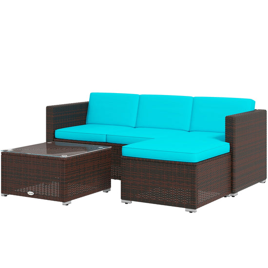 Outsunny Turquoise Patio Furniture Set, Soft Cushioned Corner Sofa Sets for Outdoor Comfort and Style | The Comfy Couch Canada