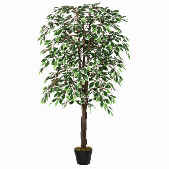Outsunny 5.3ft Artificial Tree, Indoor Outdoor Fake Ficus with Pot, for Home Office Living Room Decor | The Comfy Couch Canada