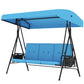 Outsunny 3-Seat Patio Swing with Adjustable Canopy & Side Tray, Outdoor Porch Swing, Removable Blue Cushion for Garden, Poolside | The Comfy Couch Canada