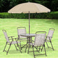 Outsunny 6PC Patio Dining Set Outdoor Furniture with Umbrella Round Table 4 Folding Chairs Cream-white | The Comfy Couch Canada