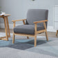 HOMCOM Minimalistic Accent Chairs Wood Frame w/ Thick Linen Cushions Wide Seat Armchair for Bedroom Office, Grey | The Comfy Couch Canada