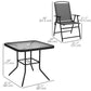 Outsunny 5 Pieces Outdoor Patio Dining Set with Glass Top Table and 4 Mesh Folding Chairs, Small Outdoor Patio Furniture, Grey | The Comfy Couch Canada