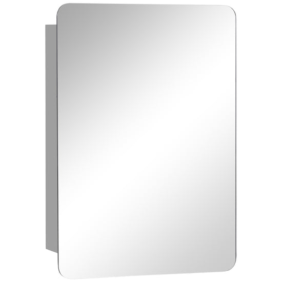 Kleankin Stainless Steel Mirror Cabinet: Sleek Wall-Mounted Bathroom Storage with Sliding Door & 3-Tier Shelf | The Comfy Couch Canada