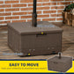 Outsunny 3-in-1 Outdoor Umbrella Base with Wheels, Side Table, Planter Box, 175lbs Heavy Duty Patio Umbrella Stand, Brown | The Comfy Couch Canada