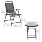 Outsunny 3 Pieces Bistro Set, Foldable Patio Furniture Set with Mesh Chairs, Glass Table for Garden, Balcony, Charcoal Grey | The Comfy Couch Canada
