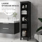 kleankin Freestanding Tall Bathroom Cabinet Organizer Adjustable Shelves Cupboards 15" x 13" x 63" Black | The Comfy Couch Canada