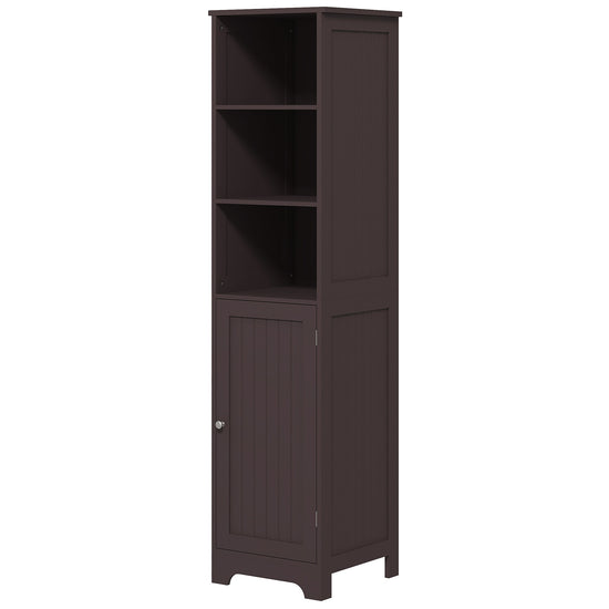 kleankin Freestanding Tall Bathroom Cabinet: Adjustable Shelves, Dark Brown Storage Solution | The Comfy Couch Canada