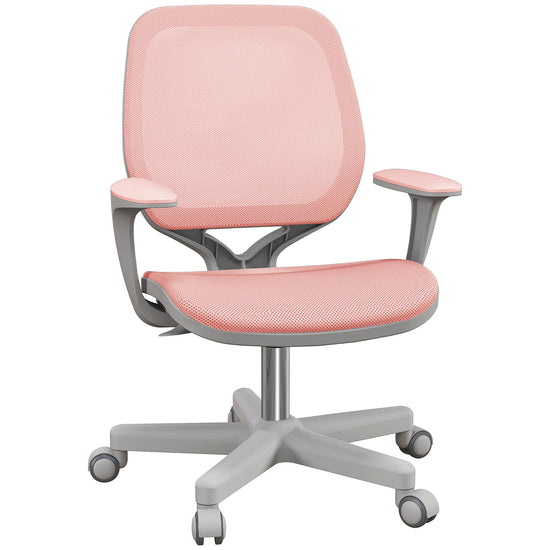 Vinsetto Small Office Chair Mesh Back Swivel Castors Arm Pink.