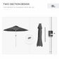 Outsunny LED Patio Umbrella, Lighted Deck Umbrella with 4 Lighting Modes, Solar & USB Charging, Charcoal Grey | The Comfy Couch Canada