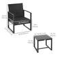 Outsunny 3 Pieces Patio Bistro Set, Outdoor PE Rattan Garden Porch Furniture w/ Cushioned Chairs & Tea Table Patio Furniture, Black | The Comfy Couch Canada
