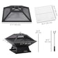 Outsunny Campfire Companion: 17.7"x17.7"x13.4" Portable Wood Burning BBQ Grill Fire Pit with Spark Screen, Poker, Camping, Black | The Comfy Couch Canada