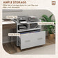 Vinsetto Rolling File Cabinet with Drawer Adjustable Bar for Letter A4 Legal Size White Mobile Office Organizer | The Comfy Couch Canada