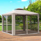 Outsunny Soft-top Gazebo 9.7x9.7ft Outdoor Pavilion 2 Tier Roof Canopy Mosquito Netting Brown | The Comfy Couch Canada