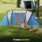 Outsunny Camping Tent with 2 Bedrooms and Living Area, 3000mm Waterproof Family Tent, for Fishing Hiking Festival, Blue | The Comfy Couch Canada