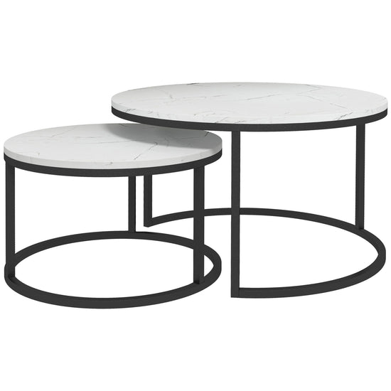 Homcom Metal Nesting Side Tables: Modern Set of 2 for Living Room, Bedroom or Office Space | The Comfy Couch Canada