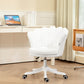 HOMCOM Adjustable Height Study Chair, Mid Back Berber Fleece Office Chair with Swivel Wheels for Living Room, Study, White | The Comfy Couch Canada