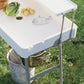 Outsunny 3.5ft Folding Ice Cooler Table with Drain, 2-Tier Party Cooler Table Outdoor Cooler Table with Shelf, Patio Cooler Table for Party Picnic BBQ Camping Wedding, White | The Comfy Couch Canada