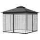 Outsunny 10x10 Steel Patio Gazebo Soft-Top Sun Shelter with 2-Tier Roof & Curtain Sidewalls in Grey | The Comfy Couch Canada