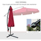 Outsunny 9FT Offset Hanging Patio Umbrella: Red Easy Crank Tilt Cross Base 8 Ribs UV Blocking Canopy | The Comfy Couch Canada
