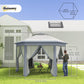 Outsunny Pop Up Hexagon Patio Gazebo 13x13ft Double Roof Outdoor Instant Shelter Garden with Netting Grey | The Comfy Couch Canada