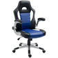 HOMCOM PU Leather Racing Gaming Chair: Blue High Back, Office Computer Desk Chair, Adjustable Height, Flip Up Armrest, Swivel | The Comfy Couch Canada
