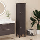 kleankin Freestanding Tall Bathroom Cabinet Organizer Adjustable Shelves Cupboards 15" x 13" x 63" Dark Brown.