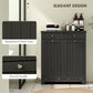 HOMCOM Laundry Cabinet, Tilt Out Laundry Hamper Cabinet with 2 Baskets, Bathroom Hamper Cabinet with 2 Drawers, Black.