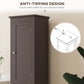 kleankin Freestanding Tall Bathroom Cabinet Organizer Adjustable Shelves Cupboards 15" x 13" x 63" Dark Brown.
