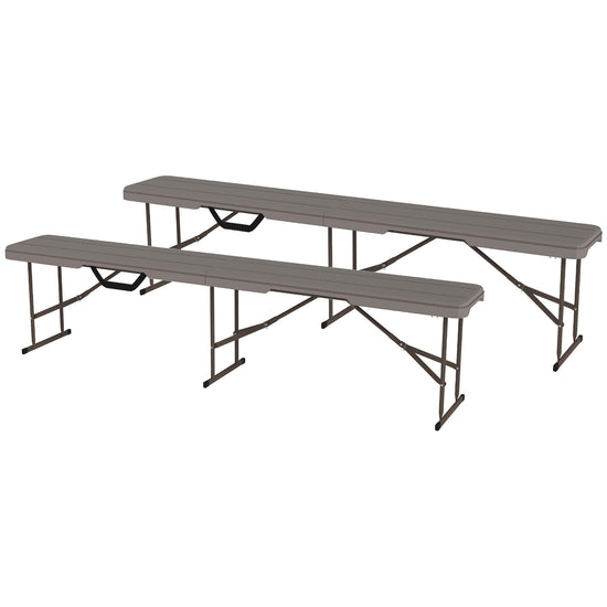 Outsunny 6 Feet Plastic Bench Seat, Portable Foldable Folding Bench with Carrying Handle for Picnic Camping, Distressed Brown | The Comfy Couch Canada