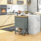 HOMCOM Kitchen Cart on Wheels, Rolling Kitchen Island Cart with Wood Top, Towel Rack, Drawer and Shelf for Dining Area, Grey | The Comfy Couch Canada