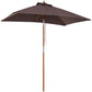 Outsunny 6.6x5ft Square Market Parasol, Wooden Patio Umbrella with Tilt Mechanism and 6 Bamboo Ribs, Garden Sunshade, Coffee | The Comfy Couch Canada
