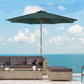 Outsunny 10FT Round Patio Umbrella with Rope Pulley Mechanism, Wooden Market Umbrella, Garden Parasol with 8 Ribs, Dark Green | The Comfy Couch Canada